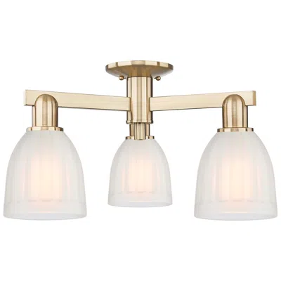 Innovations Lighting Arcadia Brookfield 23"w 3 Light Bronze Semi.flush Mount W/ White Shade