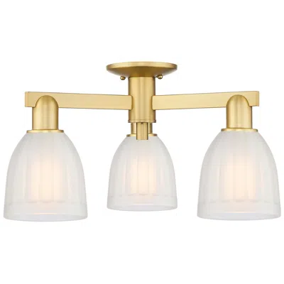 Innovations Lighting Arcadia Brookfield 23"w 3 Light Gold Semi.flush Mount W/ White Shade