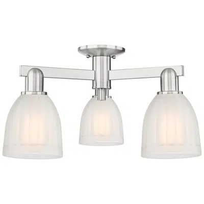 Innovations Lighting Arcadia Brookfield 23"w 3 Light Nickel Semi-flush W/ White Shade