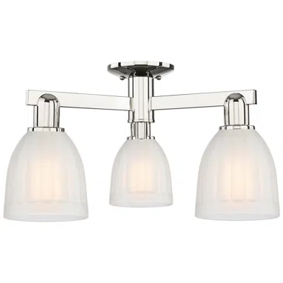 Innovations Lighting Arcadia Brookfield 23"w 3-lt Polished Nickel Semi-flush W/ White Shade