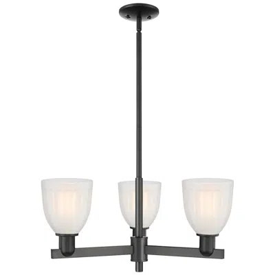 Innovations Lighting Arcadia Brookfield 28"w 3 Light Black Stem Chandelier W/ White Shade