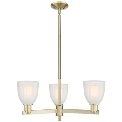 Innovations Lighting Arcadia Brookfield 28"w 3 Light Brass Stem Chandelier W/ White Shade In Gold