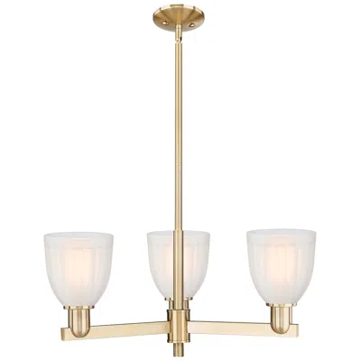 Innovations Lighting Arcadia Brookfield 28"w 3 Light Bronze Stem Chandelier W/ White Shade
