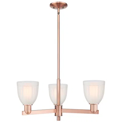 Innovations Lighting Arcadia Brookfield 28"w 3 Light Copper Stem Chandelier W/ White Shade