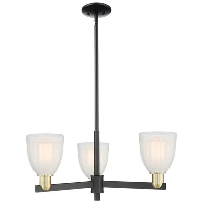 Innovations Lighting Arcadia Brookfield 28"w 3-lt Black Brass Stem Chandelier W/ White Shade