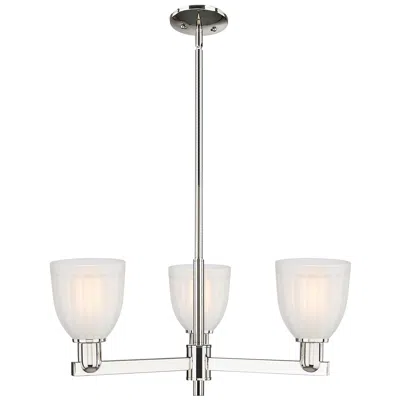 Innovations Lighting Arcadia Brookfield 28"w 3-lt Polished Nickel Stem Chandelier W/ White Shade In Silver