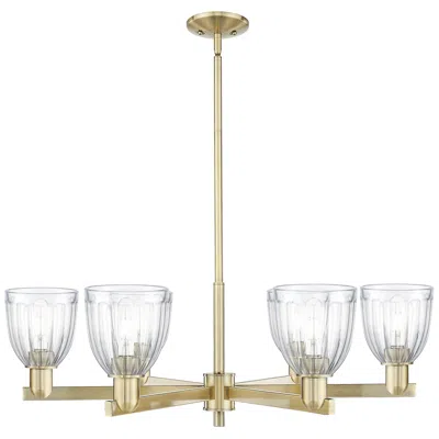 Innovations Lighting Arcadia Brookfield 36"w 6 Light Brass Stem Chandelier W/ Clear Shade In Gold