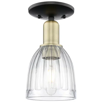 Innovations Lighting Arcadia Brookfield 6"w Black And Brass Semi.flush Mount W/ Clear Shade