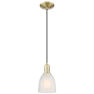 Innovations Lighting Arcadia Brookfield 6"w Brass Cord Hung Mini Pendant With White Shade