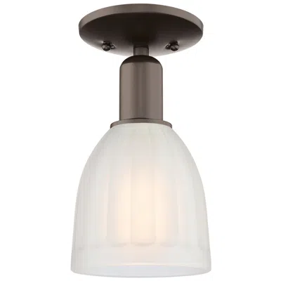 Innovations Lighting Arcadia Brookfield 6"w Oiled Bronze Semi.flush Mount W/ White Shade In Brown