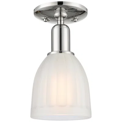 Innovations Lighting Arcadia Brookfield 6"w Polished Nickel Semi.flush Mount W/ White Shade