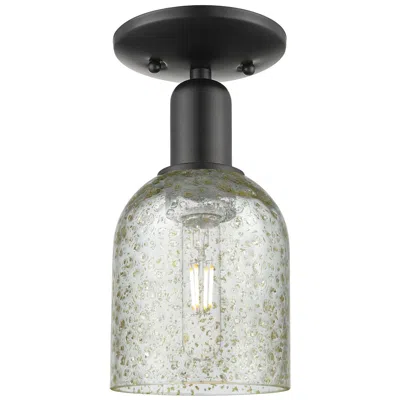 Innovations Lighting Arcadia Caledonia 5" Wide Matte Black Semi.flush Mount With Mica Shade