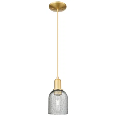 Innovations Lighting Arcadia Caledonia 5"w Gold Cord Hung Mini Pendant W/ Charcoal Shade