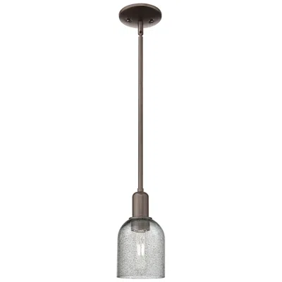 Innovations Lighting Arcadia Caledonia 5"w Oiled Bronze Stem Mini Pendant W/ Charcoal Shade