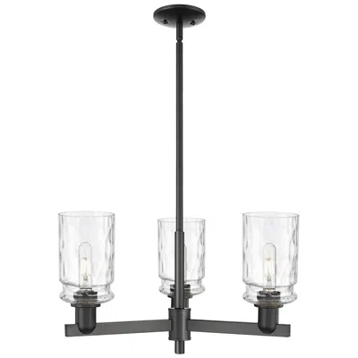 Innovations Lighting Arcadia Candor 27"w 3-lt Black Stem Chandelier W/ Clear Waterglass Shade
