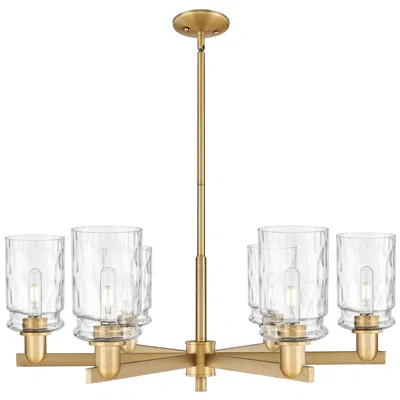 Innovations Lighting Arcadia Candor 35"w 6-lt Brush Brass Chandelier W/ Clear Waterglass Shade In Gold