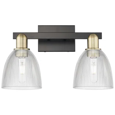 Innovations Lighting Arcadia Castile 17"w 2 Light Black Brass Vanity Light W/ Clear Shade