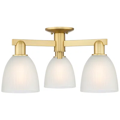 Innovations Lighting Arcadia Castile 24"w 3 Light Satin Gold Semi-flush W/ White Shade