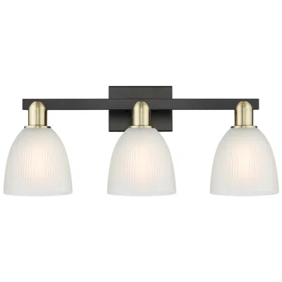 Innovations Lighting Arcadia Castile 25"w 3 Light Black Brass Vanity Light W/ White Shade