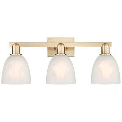 Innovations Lighting Arcadia Castile 25"w 3 Light Bronze Vanity Light W/ White Shade In Gold