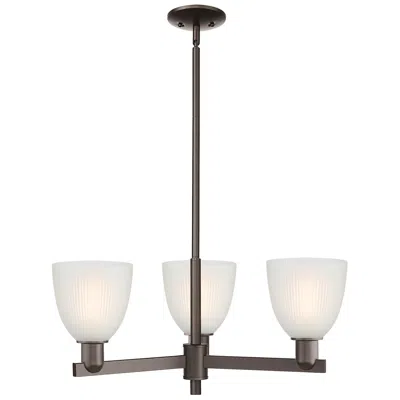 Innovations Lighting Arcadia Castile 28"w 3-lt Oiled Bronze Stem Chandelier W/ White Shade