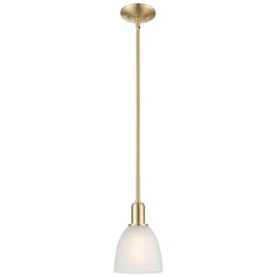 Innovations Lighting Arcadia Castile 6"w Champagne Bronze Stem Mini Pendant W/ White Shade