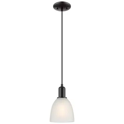 Innovations Lighting Arcadia Castile 6"w Matte Black Cord Hung Mini Pendant W/ White Shade In Multi