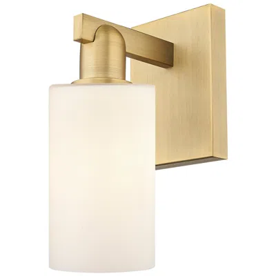 Innovations Lighting Arcadia Clymer 11" High Brushed Brass Sconce With Matte White Shade