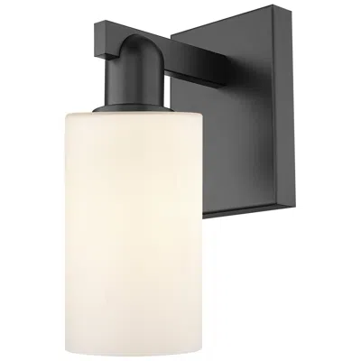 Innovations Lighting Arcadia Clymer 11" High Matte Black Sconce With Matte White Shade