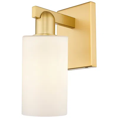 Innovations Lighting Arcadia Clymer 11" High Satin Gold Sconce With Matte White Shade