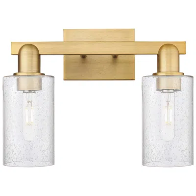 Innovations Lighting Arcadia Clymer 15"w 2 Light Brushed Brass Bath Light With Seedy Shade