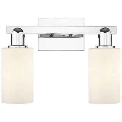 Innovations Lighting Arcadia Clymer 15"w 2 Light Chrome Vanity Light W/ Matte White Shade In Silver