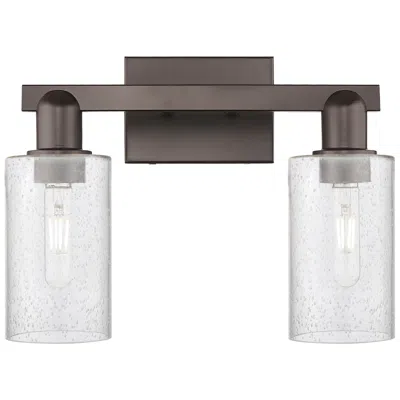 Innovations Lighting Arcadia Clymer 15"w 2 Light Oiled Bronze Vanity Light W/ Seedy Shade