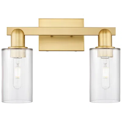 Innovations Lighting Arcadia Clymer 15"w 2 Light Satin Gold Vanity Light With Clear Shade