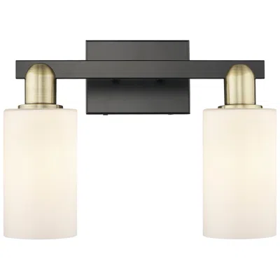 Innovations Lighting Arcadia Clymer 15"w 2-lt Black Brass Bath Light W/ Matte White Shade