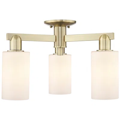 Innovations Lighting Arcadia Clymer 21"w 3 Light Brass Semi-flush W/ Matte White Shade