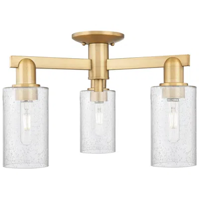 Innovations Lighting Arcadia Clymer 21"w 3 Light Brushed Brass Semi-flush W/ Seedy Shade In Gold