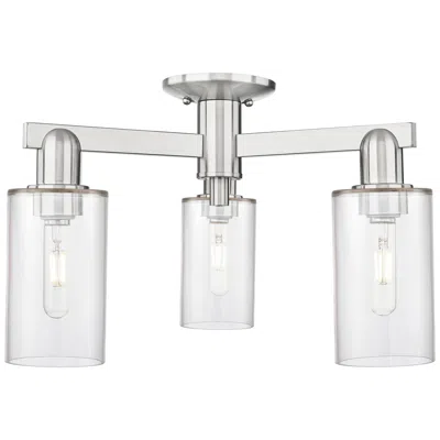 Innovations Lighting Arcadia Clymer 21"w 3 Light Brushed Nickel Semi-flush W/ Clear Shade