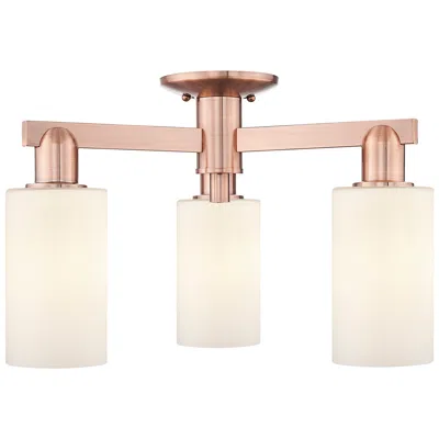 Innovations Lighting Arcadia Clymer 21"w 3 Light Copper Semi-flush W/ Matte White Shade