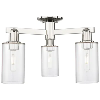 Innovations Lighting Arcadia Clymer 21"w 3 Light Polished Nickel Semi-flush W/ Clear Shade