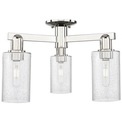 Innovations Lighting Arcadia Clymer 21"w 3 Light Polished Nickel Semi-flush W/ Seedy Shade
