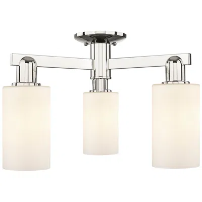 Innovations Lighting Arcadia Clymer 21"w 3-lt Polished Nickel Semi-flush W/ White Shade