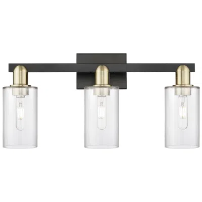 Innovations Lighting Arcadia Clymer 23"w 3 Light Black And Brass Bath Light W/ Clear Shade