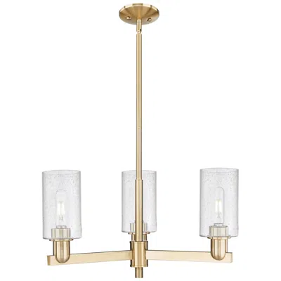 Innovations Lighting Arcadia Clymer 26"w 3 Light Bronze Stem Chandelier W/ Seedy Shade