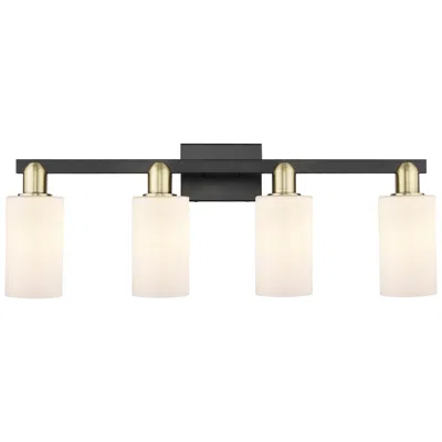 Innovations Lighting Arcadia Clymer 31"w 4 Light Black Brass Vanity W/ Matte White Shade
