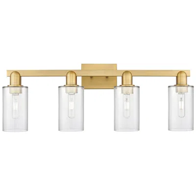 Innovations Lighting Arcadia Clymer 31"w 4 Light Brushed Brass Bath Light With Clear Shade