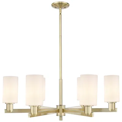 Innovations Lighting Arcadia Clymer 34"w 6 Light Brass Stem Chandelier W/ Matte White Shade