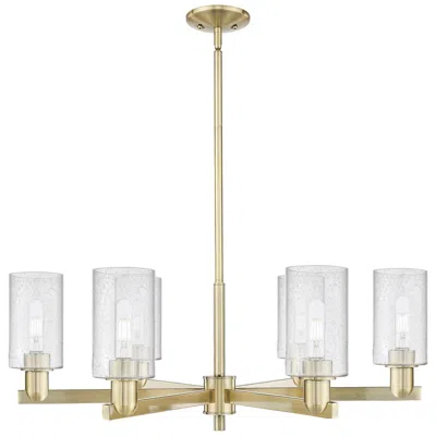 Innovations Lighting Arcadia Clymer 34"w 6 Light Brass Stem Chandelier With Seedy Shade