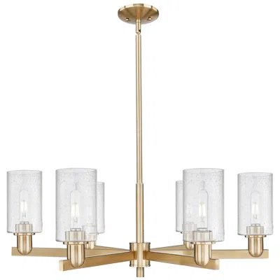 Innovations Lighting Arcadia Clymer 34"w 6 Light Bronze Stem Chandelier W/ Seedy Shade