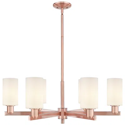 Innovations Lighting Arcadia Clymer 34"w 6 Light Copper Stem Chandelier W/ White Shade